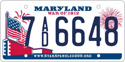 MD license plate 7AD6648