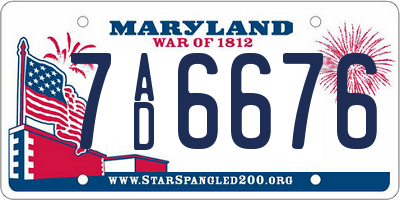 MD license plate 7AD6676