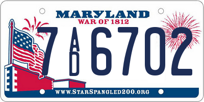 MD license plate 7AD6702