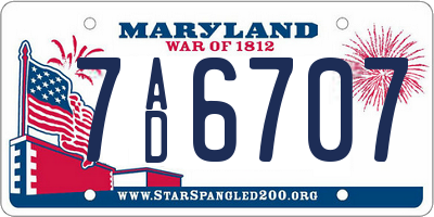 MD license plate 7AD6707