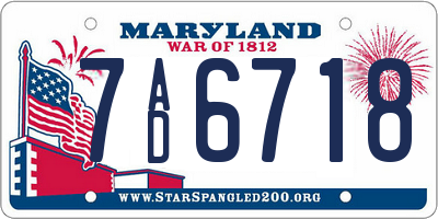 MD license plate 7AD6718