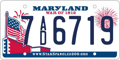 MD license plate 7AD6719