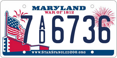 MD license plate 7AD6736