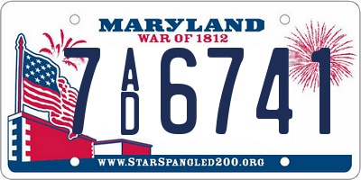 MD license plate 7AD6741