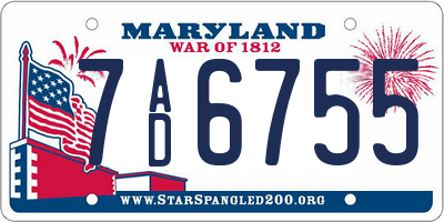 MD license plate 7AD6755