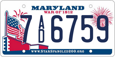MD license plate 7AD6759