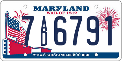 MD license plate 7AD6791