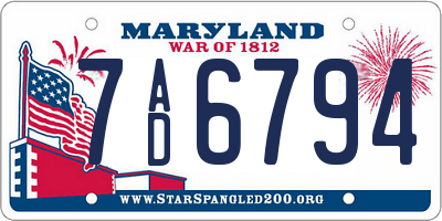MD license plate 7AD6794