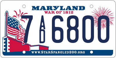 MD license plate 7AD6800