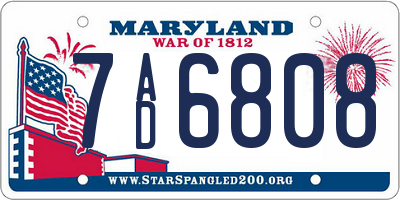MD license plate 7AD6808