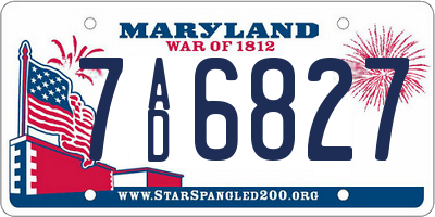 MD license plate 7AD6827