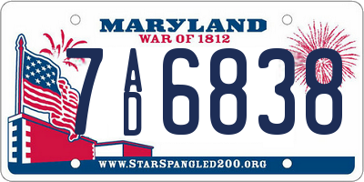 MD license plate 7AD6838