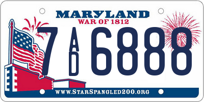 MD license plate 7AD6888