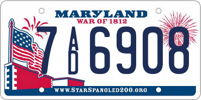 MD license plate 7AD6908