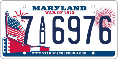MD license plate 7AD6976