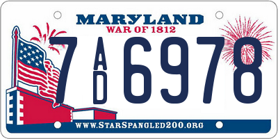 MD license plate 7AD6978