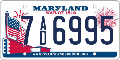 MD license plate 7AD6995