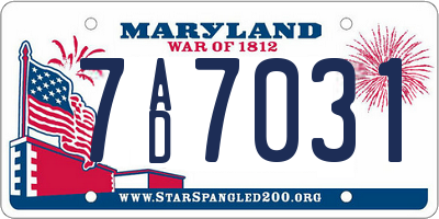 MD license plate 7AD7031