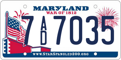MD license plate 7AD7035