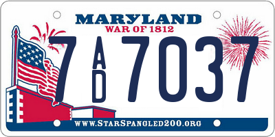 MD license plate 7AD7037