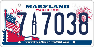 MD license plate 7AD7038