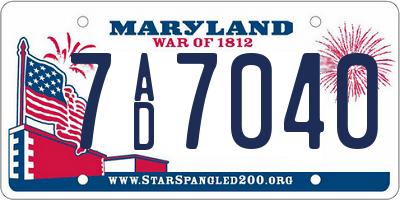 MD license plate 7AD7040