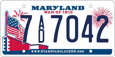 MD license plate 7AD7042