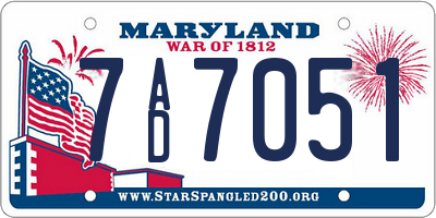 MD license plate 7AD7051