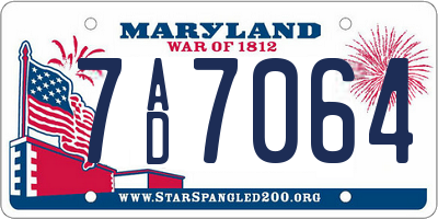 MD license plate 7AD7064