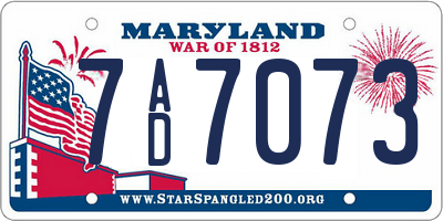 MD license plate 7AD7073