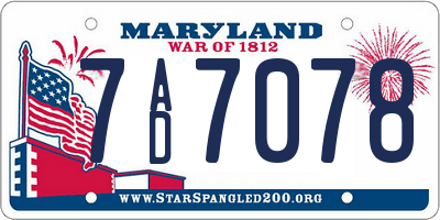 MD license plate 7AD7078