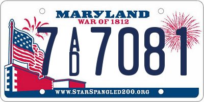 MD license plate 7AD7081