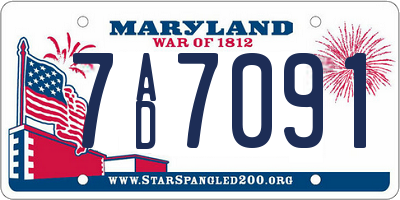 MD license plate 7AD7091