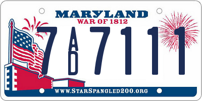 MD license plate 7AD7111