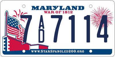 MD license plate 7AD7114