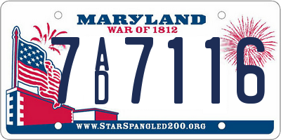 MD license plate 7AD7116