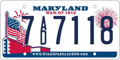 MD license plate 7AD7118