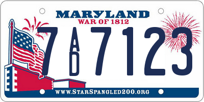 MD license plate 7AD7123
