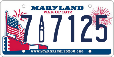MD license plate 7AD7125