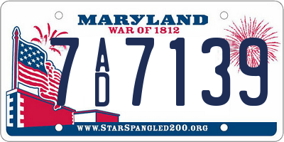 MD license plate 7AD7139