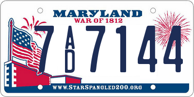 MD license plate 7AD7144