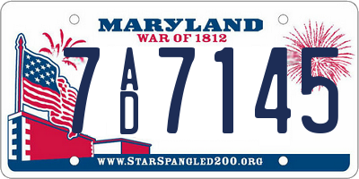 MD license plate 7AD7145
