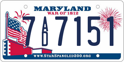 MD license plate 7AD7151