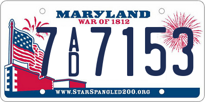 MD license plate 7AD7153