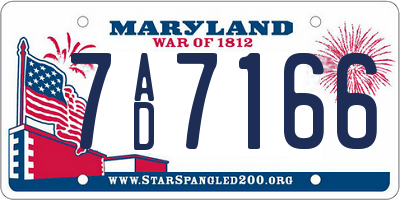 MD license plate 7AD7166