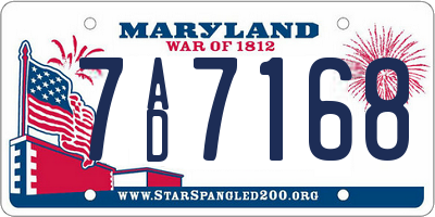 MD license plate 7AD7168