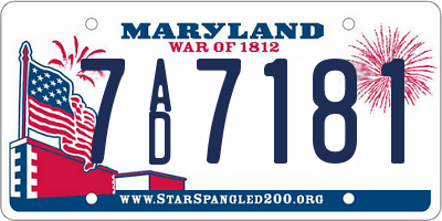 MD license plate 7AD7181