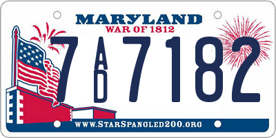 MD license plate 7AD7182