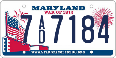 MD license plate 7AD7184