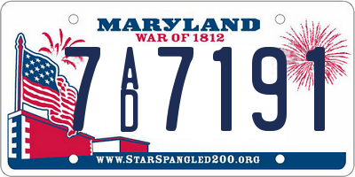 MD license plate 7AD7191